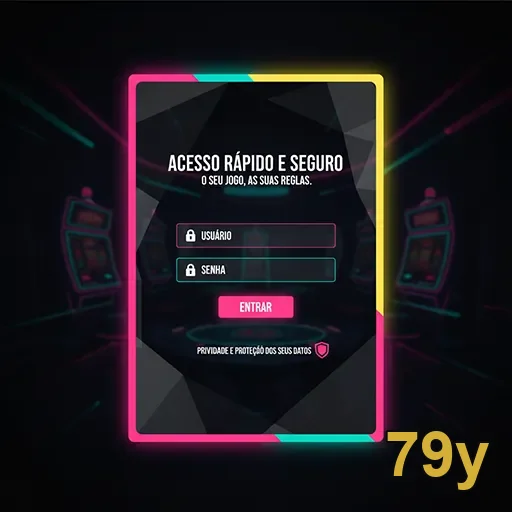 Tela de login do site 79y destacando segurança e rapidez.