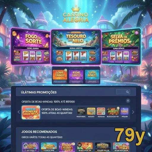 Interface do aplicativo 79y com jogos vibrantes e promoções.