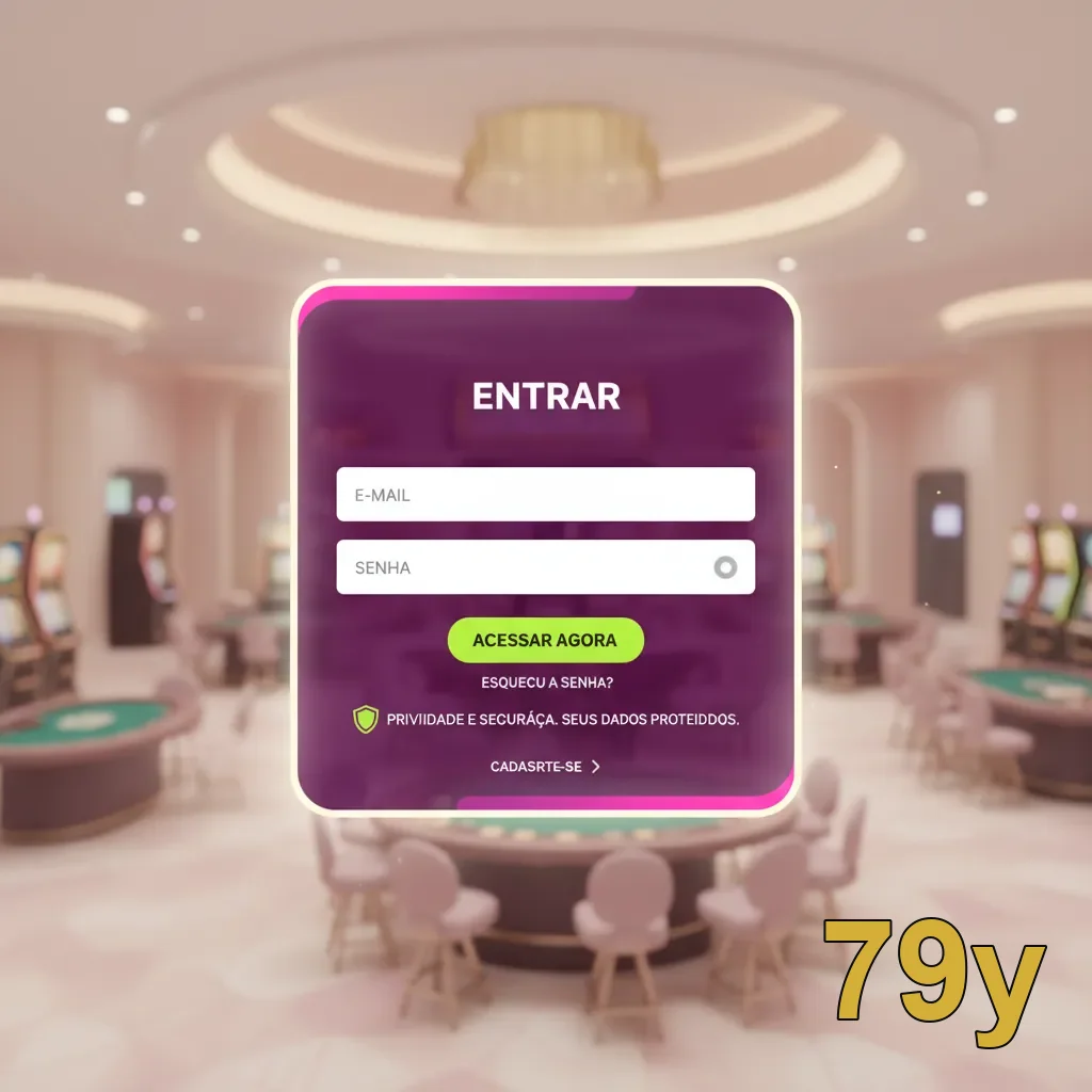 Tela de login do 79y em um cassino ao vivo.
