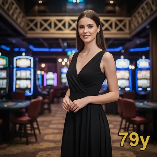 Jogadora VIP no cassino 79y aproveitando jogos ao vivo.