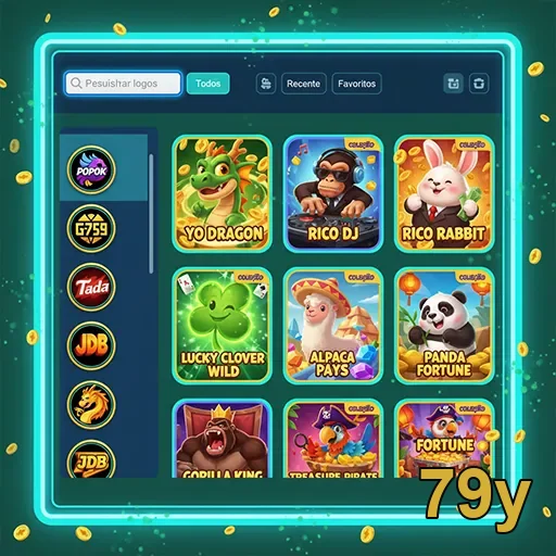 Interface de jogos de slots disponíveis na 79y.