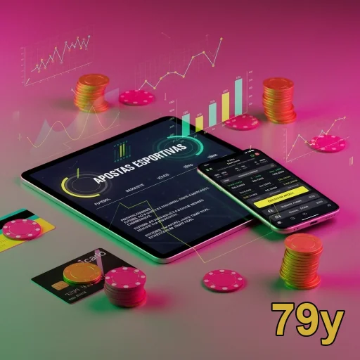 Interface da 79y mostrando apostas esportivas e fichas.