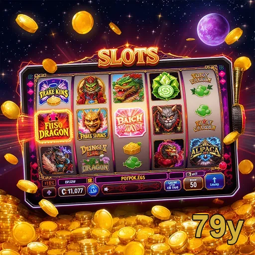 Tela de jogos de slots da plataforma 79y destacando prêmios.