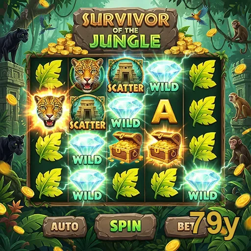 Jogo 'Survivor of the Jungle' na plataforma 79y com ganho potencial.