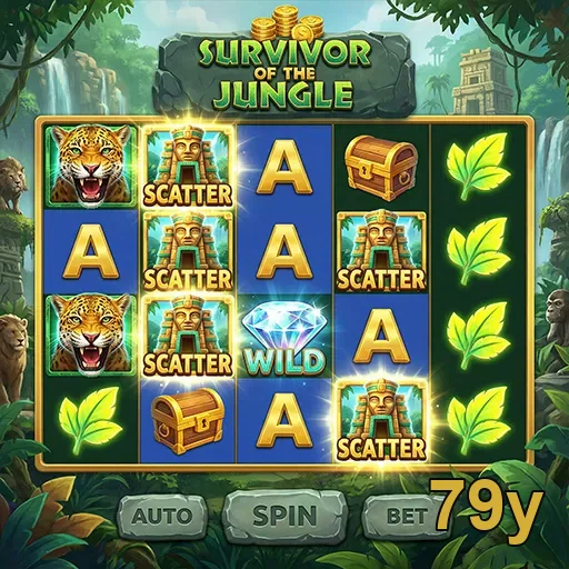 Tela do jogo 'Survivor of the Jungle' no aplicativo 79y.