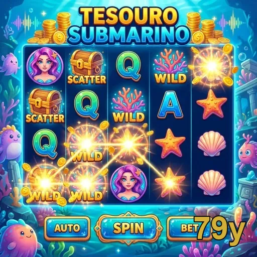 Tela do jogo Tesouro Submarino no 79y com símbolos e recompensas